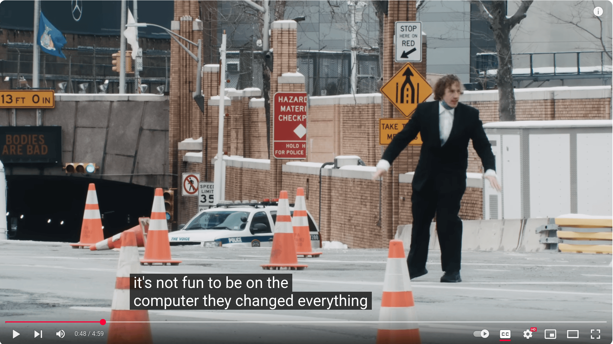 A picture of a distressed man smoking and lamenting how computers don't feel good anymore